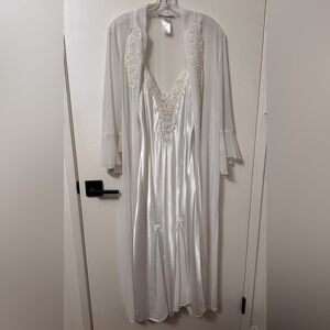 White Lace-Trimmed Nightgown and Robe